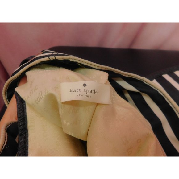 Kate Spade Black White Stripe Nylon Molly Backpack and Striped Wallet - Picture 15 of 15